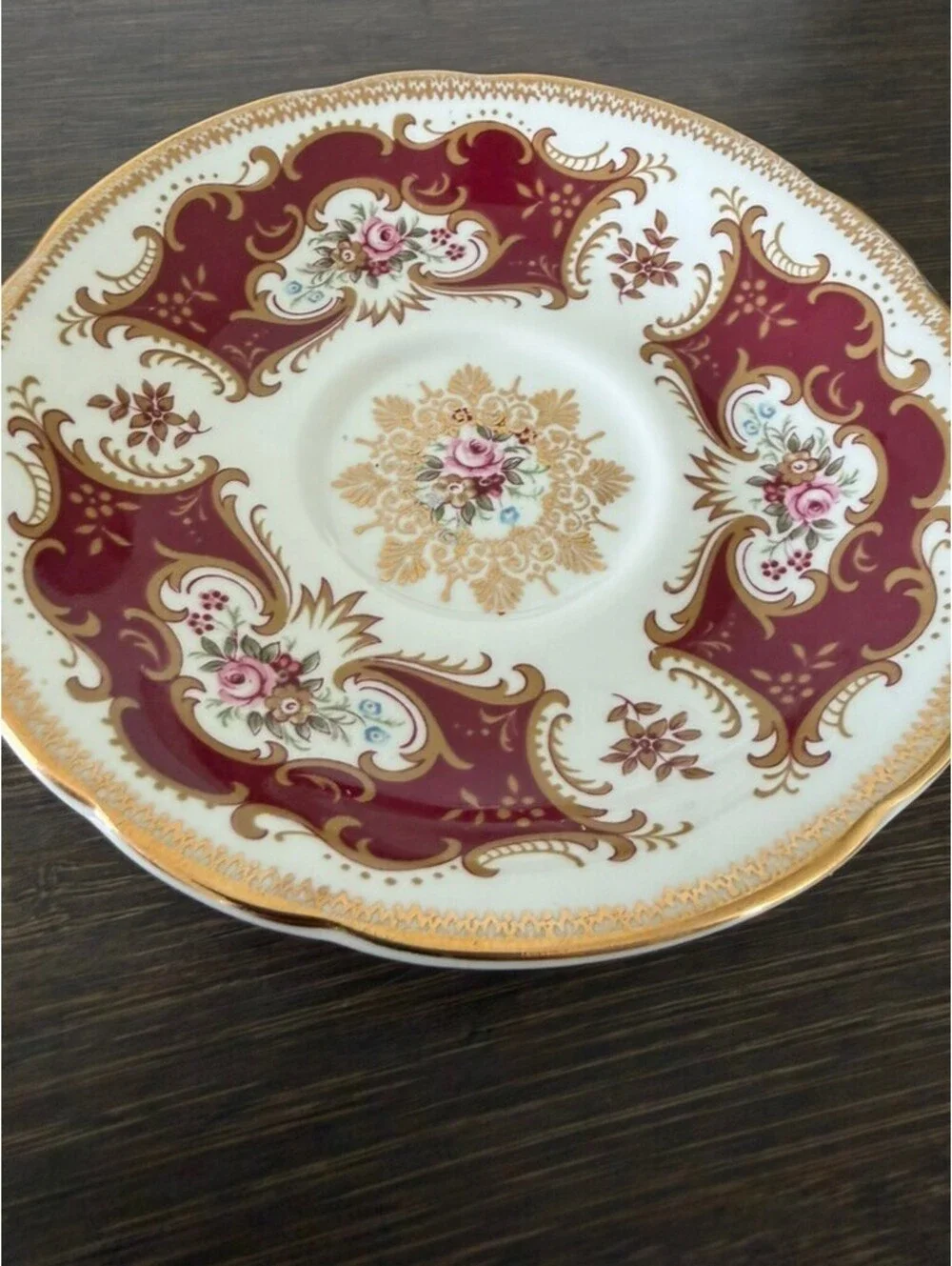 Vintage Paragon China Saucer - Burgundy
